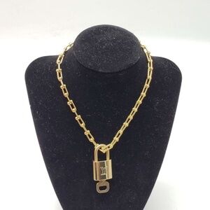 Authentic Louis Vuitton Lock and Key Gold Color with Gold Plated Chain Necklace